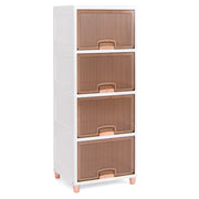 Set di 4 contenitori impilabili 45 x 38 x 117 cm con sportelli a cerniera e facile identificazione in PP bianco 20_0010478