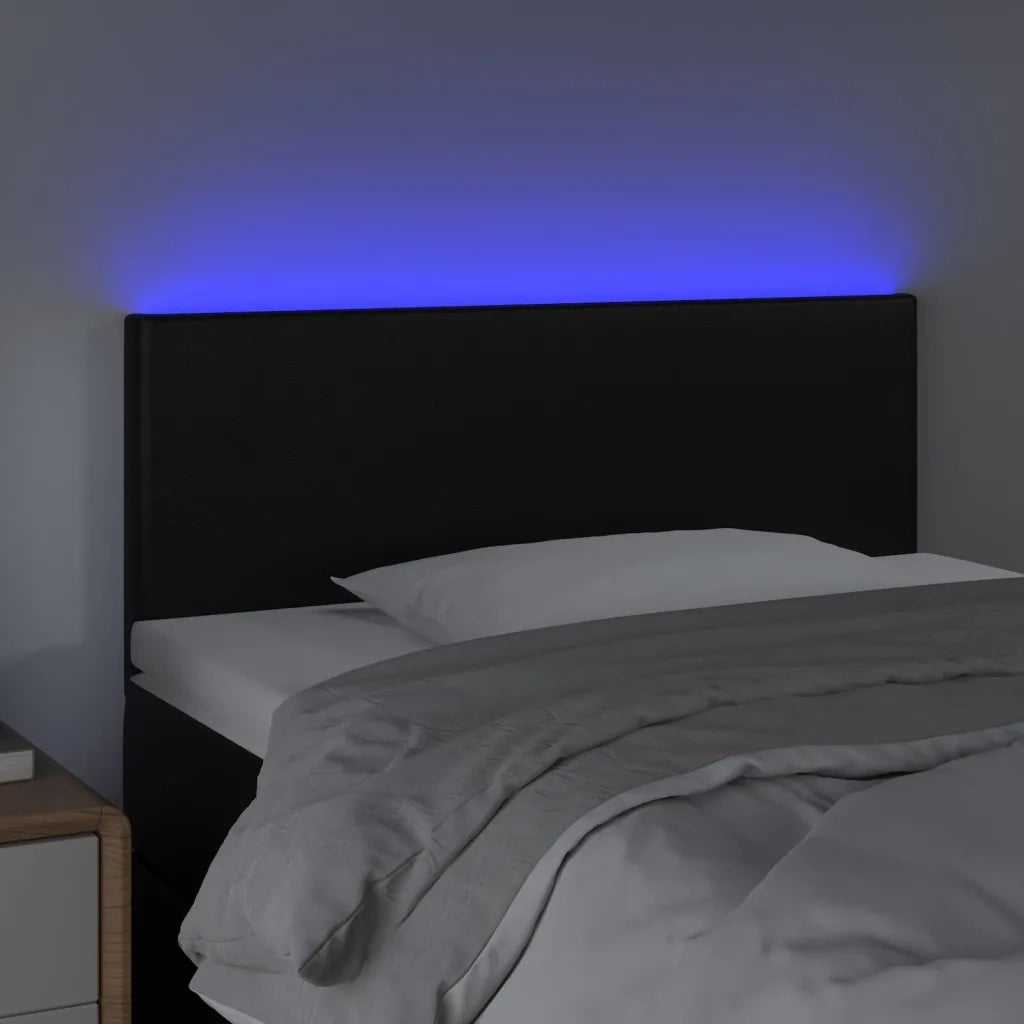 Testiera | Testata Nera a LED 80x5x78/88 cm in Similpelle