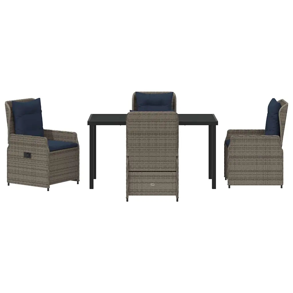 Set da Pranzo per Giardino 5 pcs Grigio Poly Rattan