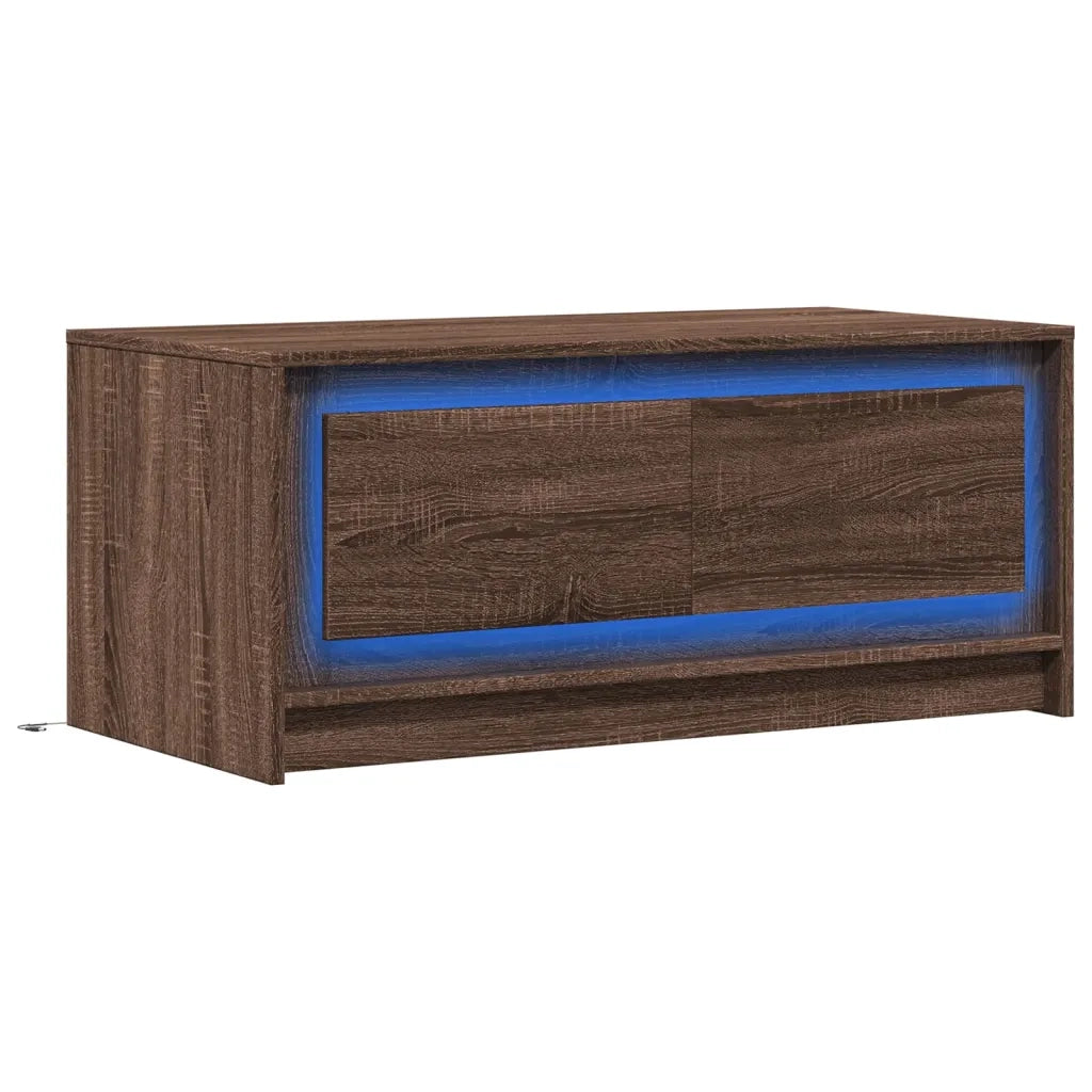 Tavolino da salotto | Tavolino da caff¨¨ | Tavolino da Soggiorno con Luci LED Rovere Marrone in Truciolato