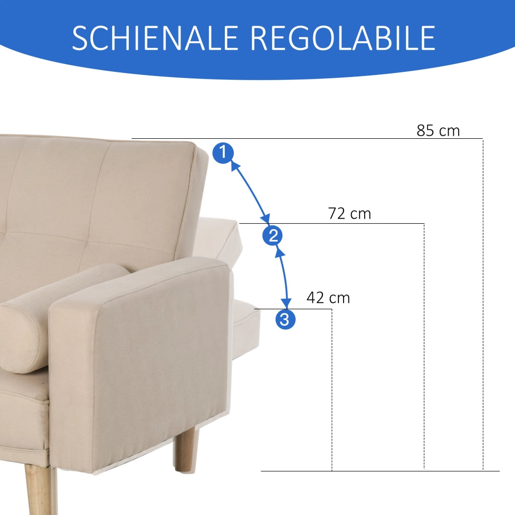 Divano letto 3 posti con schienale regolabile - Xylo - beige 185x84x85cm