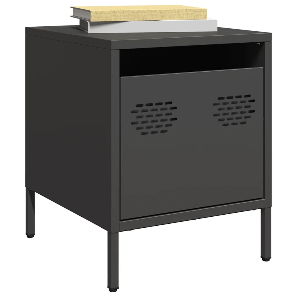 Set di 2 Comodini | Armadio da Notte | Mobiletto da notte Neri 35x39x43,5 cm in Acciaio
