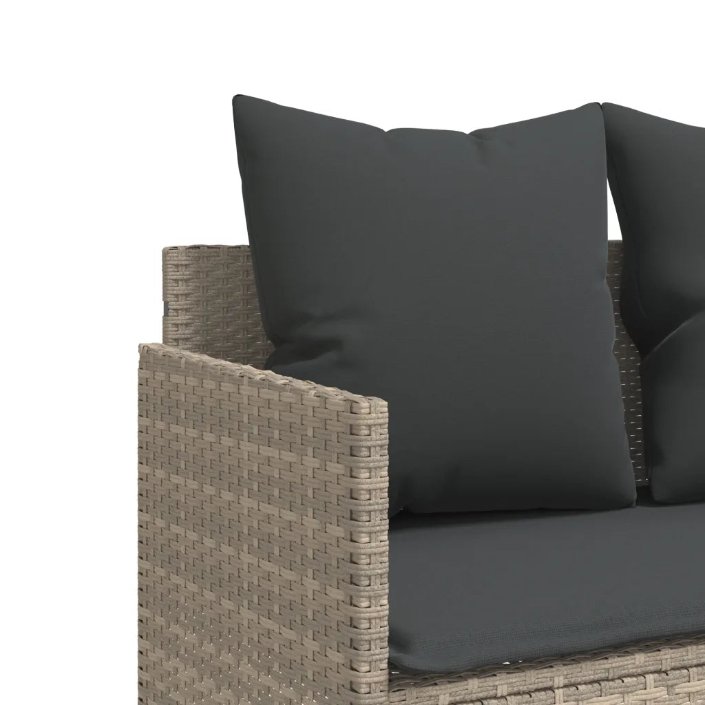 Lettino Prendisole con Cuscini Grigio Chiaro in Polyrattan 368349