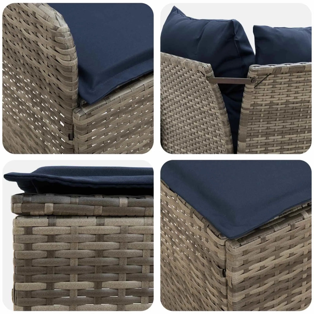 Set di Mobili con cuscino 7 pcs Grigio e Blu Navy Rattan in PE 3422214