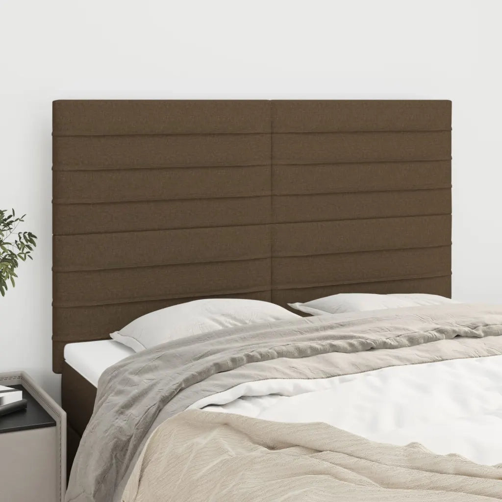 Testiera | Testata Marrone Scuro 144x5x118/128 cm Tessuto