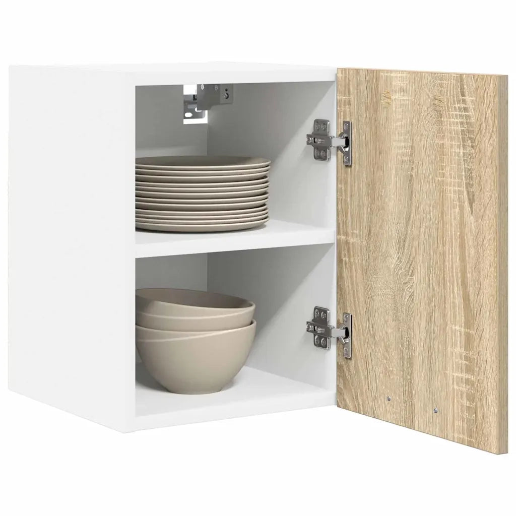 Armadio pensile con porta Riga 2 pcs Quercia Sonoma e Bianca 884119
