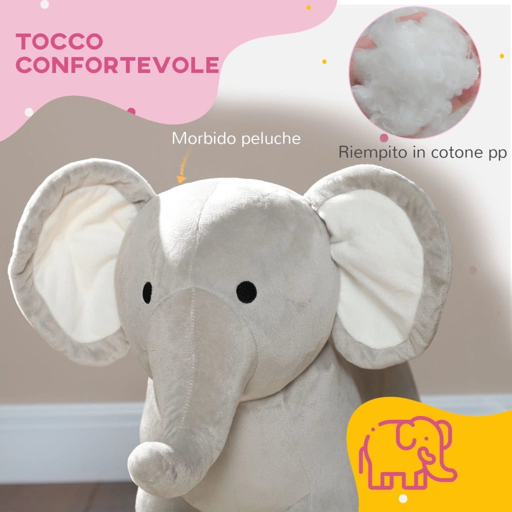 Cavallo a Dondolo Elefante per Bambini con Suoni ¨C Minimal ¨C Grigio