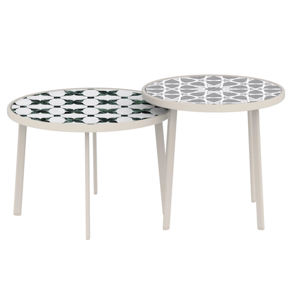 Set Faeto di 2 Tavolini per Esterno con Piano Rotondo in Vetro - Color Champagne casa.pro