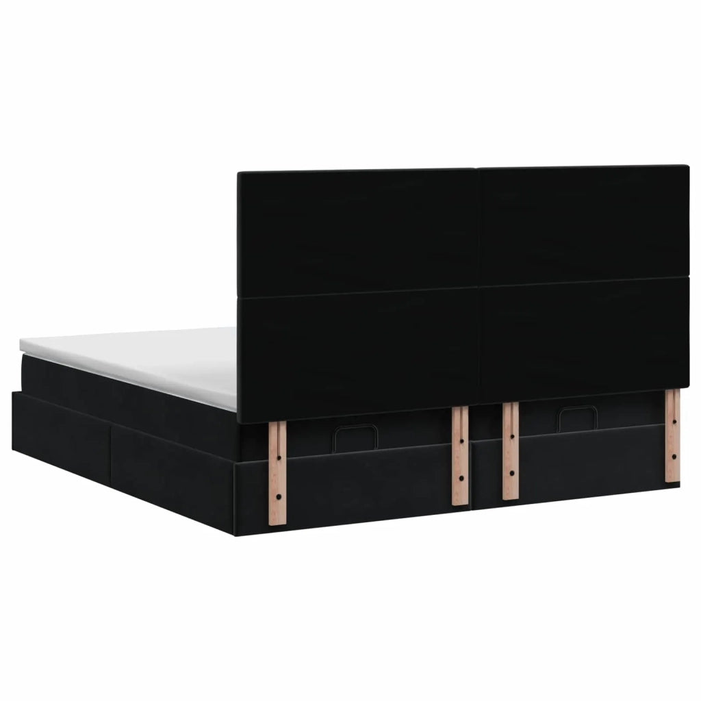 Letto Ottomano con Materasso e LED Nero 160 x 200 cm Velluto 3458492