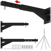 Portasacco da boxe a muro con catene e gancio regolabile ¨C Minimal ¨C Nero 45-65 cm
