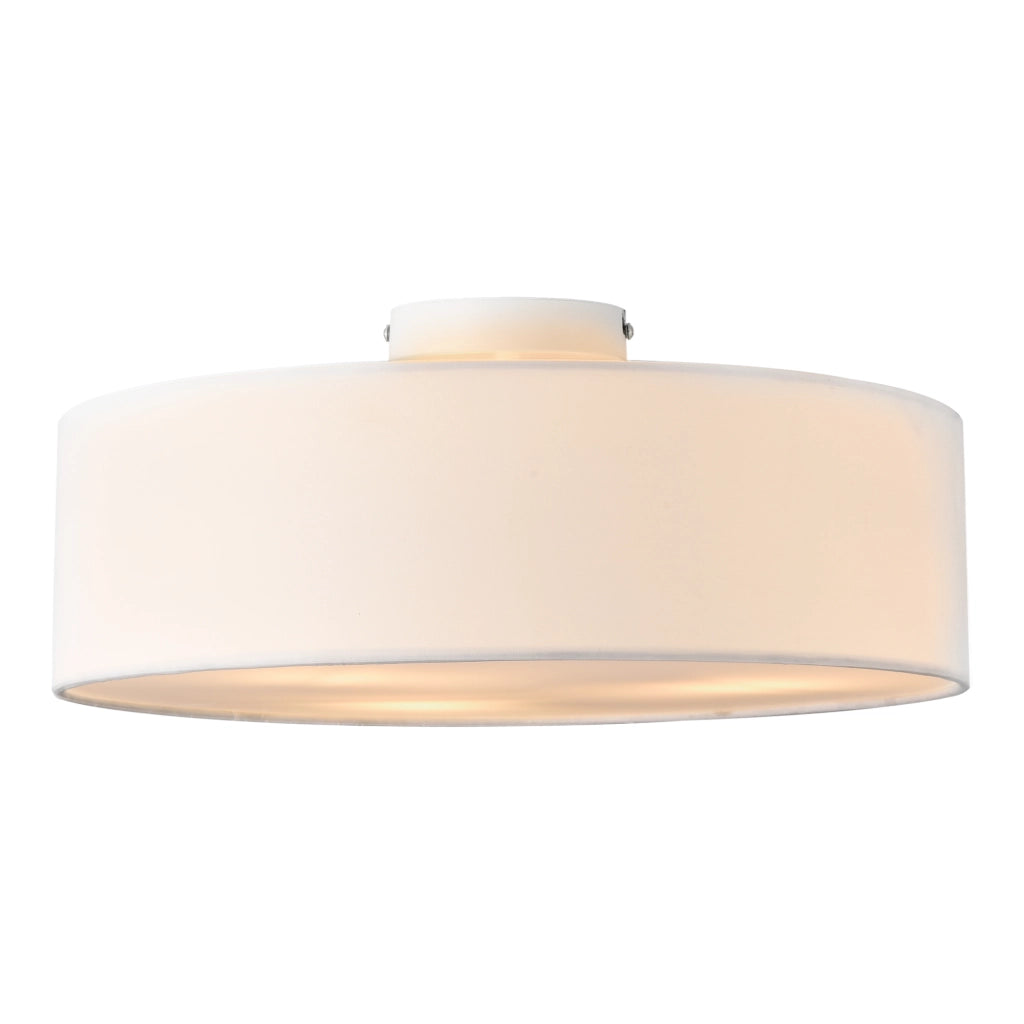 Plafoniera Rotonda Omaha Rivestita in Tessuto Traslucido AxØ 12x45 cm - Bianco lux.pro