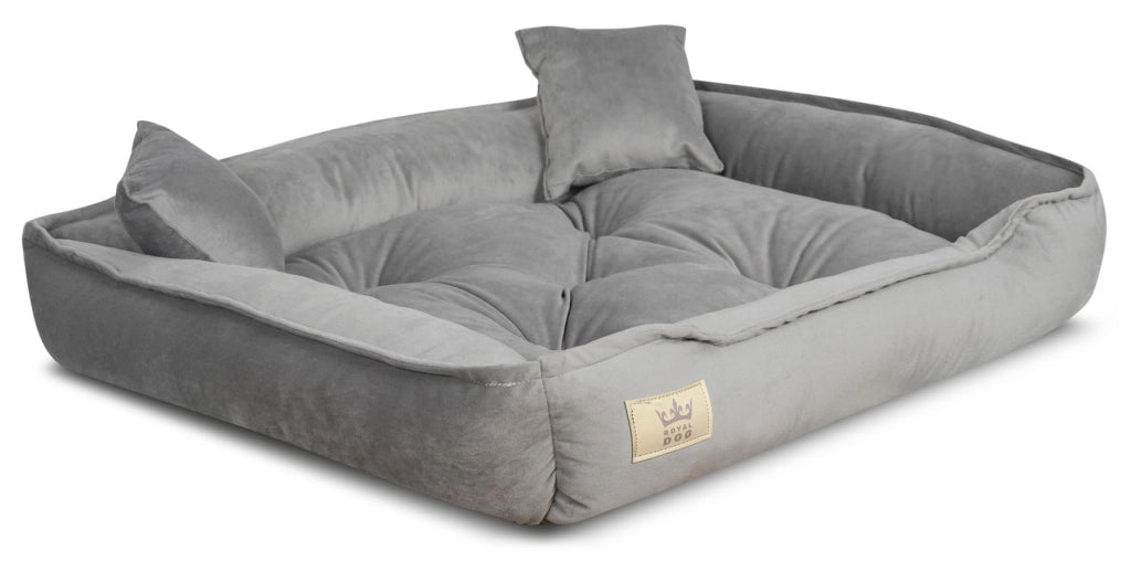 AIO FACTORY Cuccia per cani 75x65 cm in velluto grigio con cuscino impermeabile