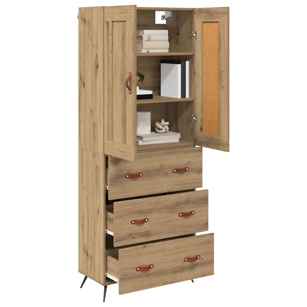 Credenza con Cassetto-Buffet-Armadio da cucina Rovere artigianale 69,5 x 34 x 180 cm 531518