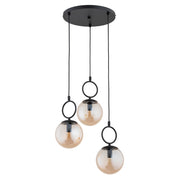 Lampada a sospensione nera sfere ambra 3xE14 10W SITRO Alfa
