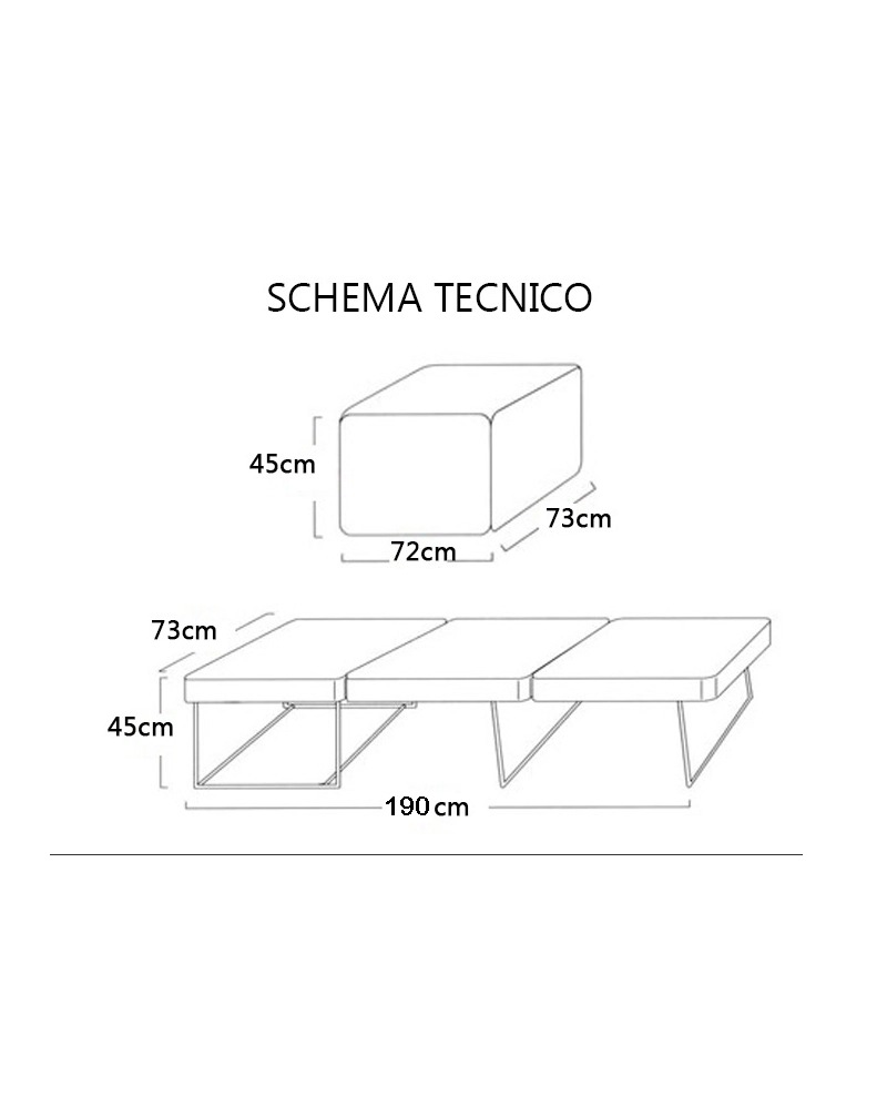 Pouf letto a scomparsa, letto richiubibile in microfibra nero Sicorage Appy