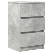 Comodino | Armadio da Notte | Mobiletto da notte con 3 Cassetti Grigio Cemento 39x35x65 cm