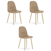 Set di 3 Sedie Padva in Velluto Marrone e Gambe Rovere
