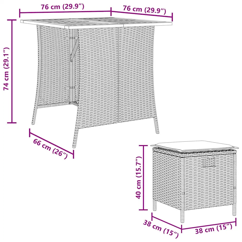 Set da Pranzo da Giardino 5 pz con Cuscini in Polyrattan Grigio 365421