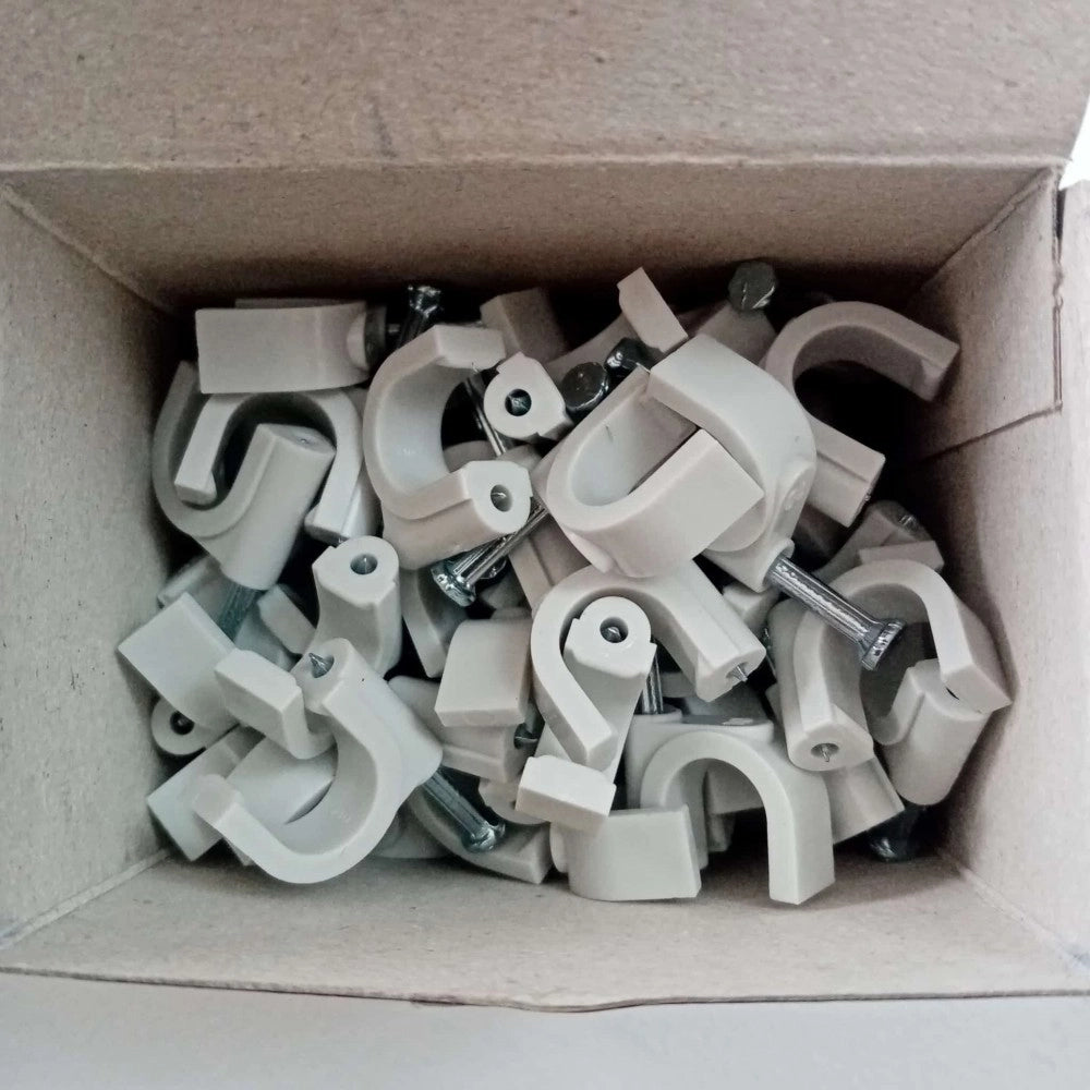 Chiodini 7-8mm box da 100pz graffette fissacavo colore grigio ral 7035