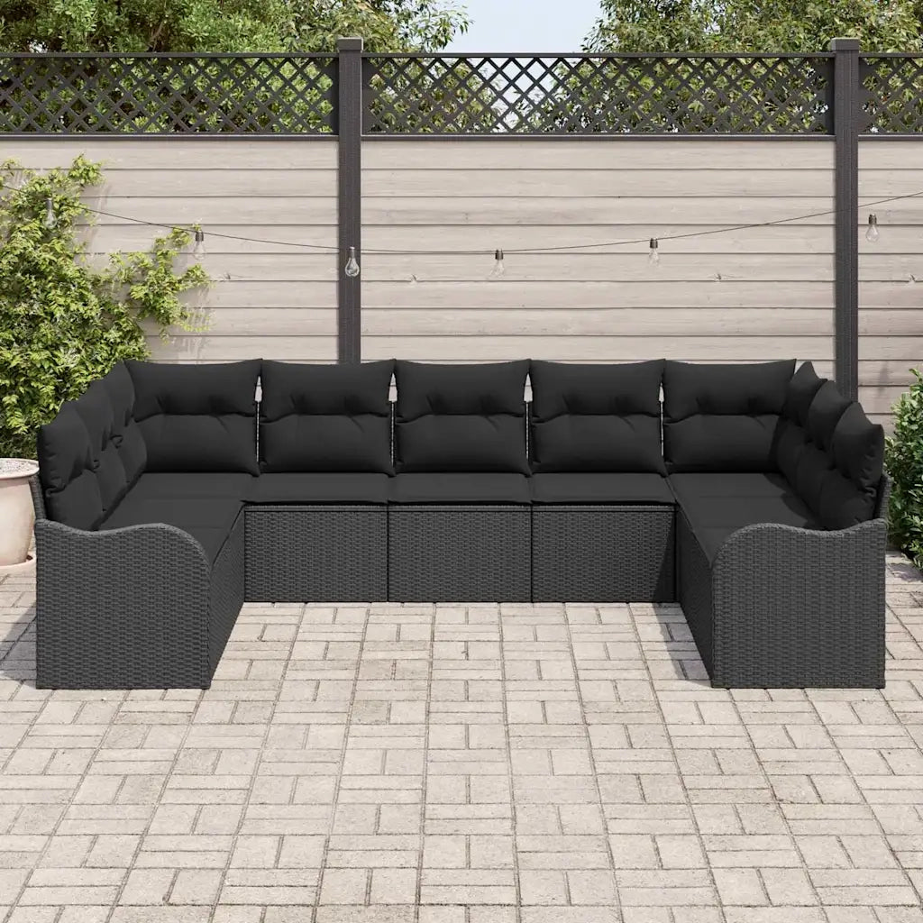 Set Divano da Giardino Nero polyrattan