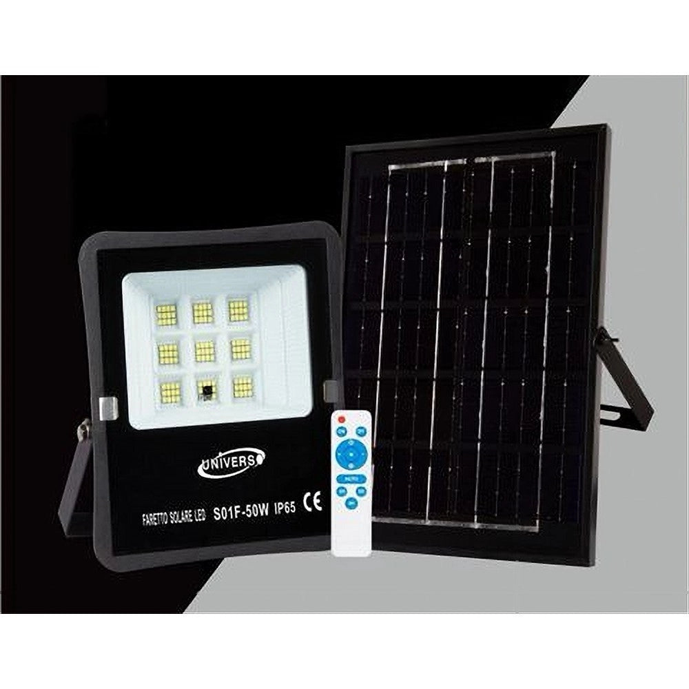 Trade Shop - Faretto Faro Led Solare 50 W Telecomando Ip65 Luce Bianca Fredda 6500k S01f-50w -