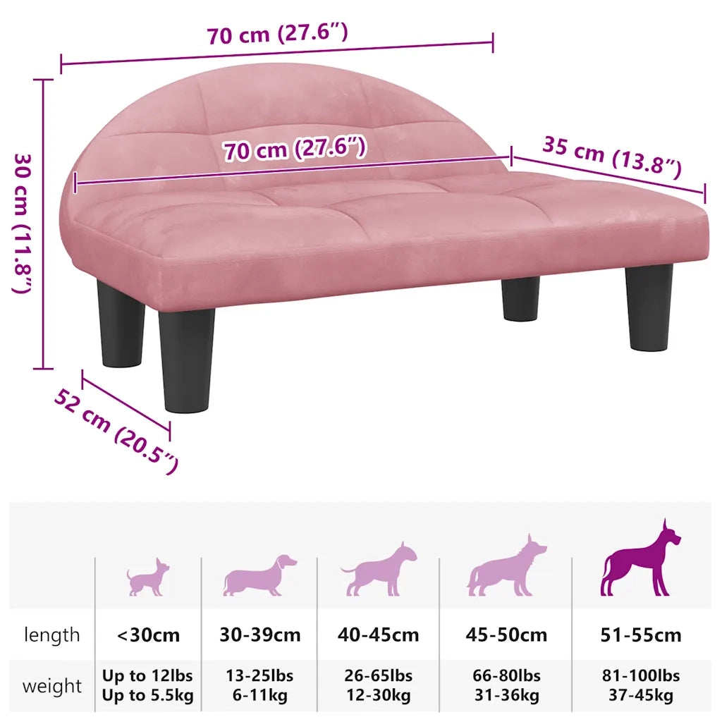 Lettino per Cani Rosa 70x52x30 cm in Velluto 171941