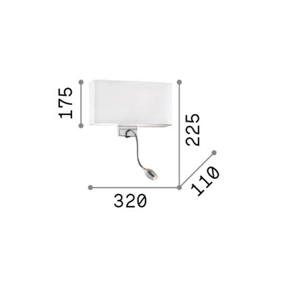 Applique Moderna Hotel Metallo Canvas 2 Luci E27+Led 1,5W