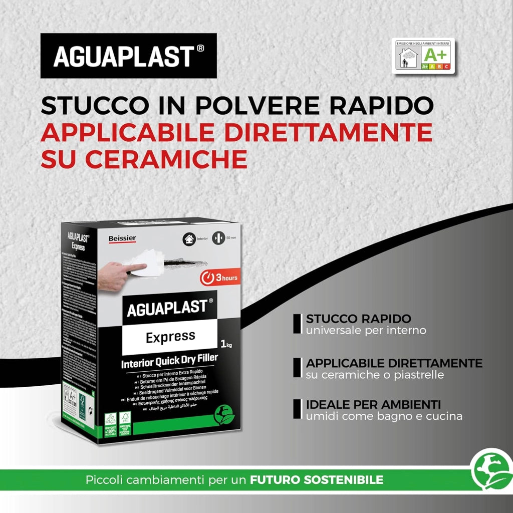 Aguaplast express stucco in polvere extra rapido per ambienti umidi 1 kg