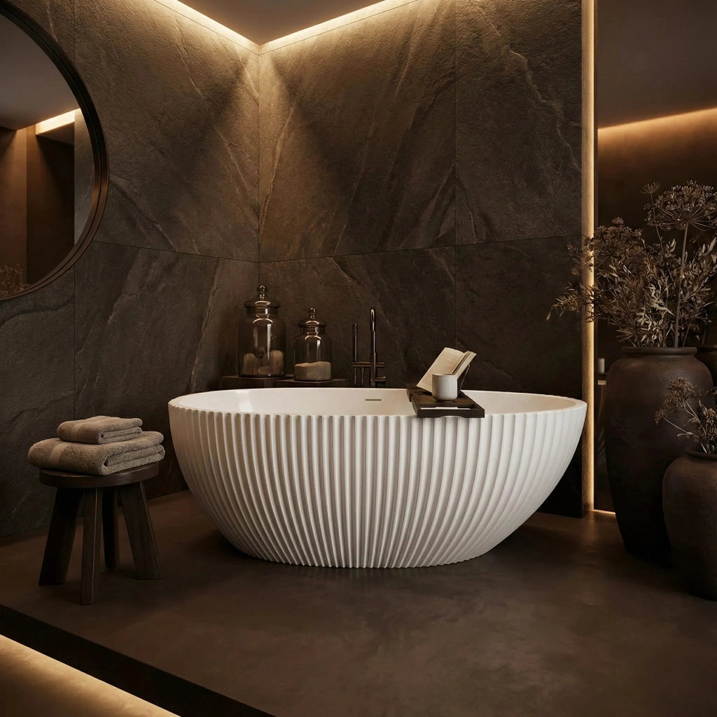 Vasca Da Bagno Freestanding In Acrilico Carmen 170 Copritappo bianco