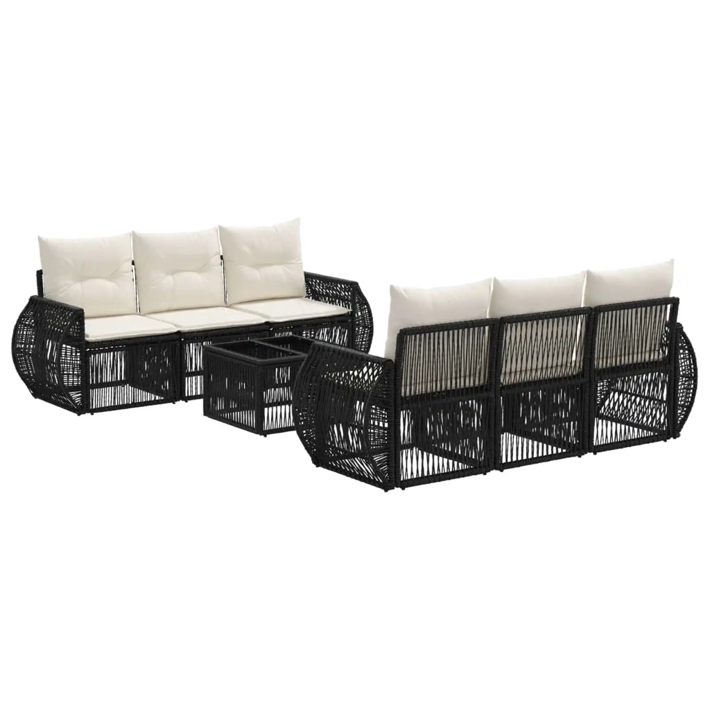 Set Divano da Giardino 7 pz Nero polyrattan 3435349