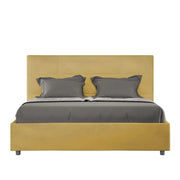 Letto matrimoniale francese con rete imbottito 140x200 microfibra ocra Mika