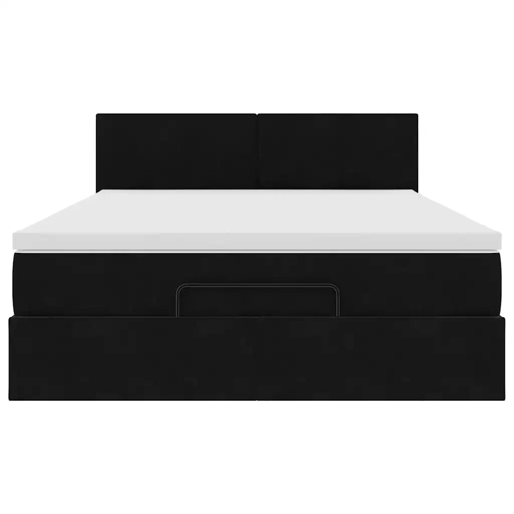 Struttura Letto Pouf con Materasso Nero 140x190 cm in Velluto 3311701
