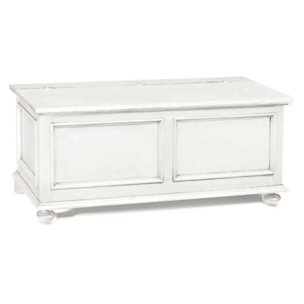 Cassapanca arte povera in legno massello e mdf con rifinitura in bianco 100x44x51 H