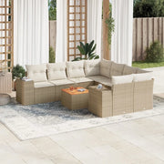 Set Divano da Giardino 9 pz con Cuscini Beige in Polyrattan 3225372