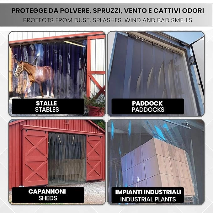 Supporto Acciaio Inox lunghezza 1,96m per Strisce PVC Trasparente - Tende per Magazzini, Celle Frigorifere e Ambienti Interni