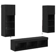 Unit¨¤ per TV a Muro 5 pz | Armadietto TV | Mobile Porta TV Rovere Nero Legno multistrato