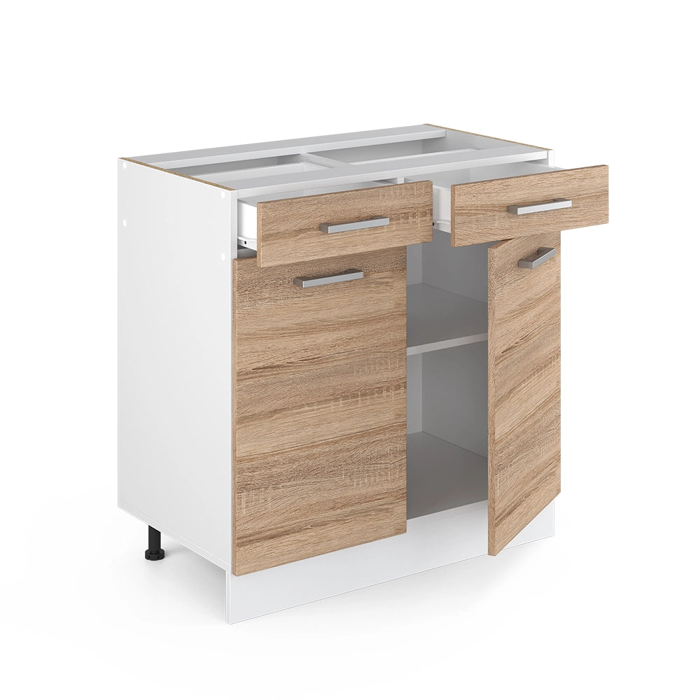 Mobiletto base per cucina R-Line Sonoma/Bianco 80 cm, PL Antracite Vicco