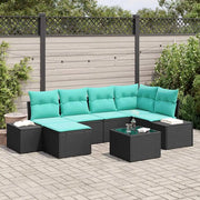 Set Divano da Giardino 6 pz Nero e Turchese polyrattan 3355815