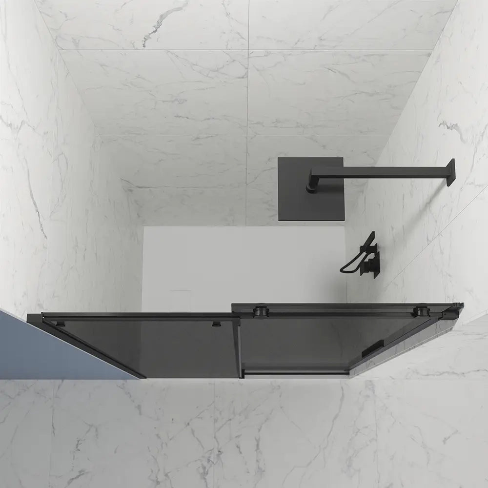 Porta doccia 100cm apertura scorrevole profili nero opaco vetro 8mm fumé h195 | Creta