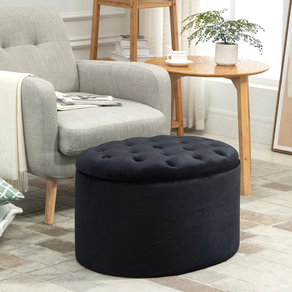 Panca contenitore imbottita per ingresso camera soggiorno ¨C Xylo ¨C 71x52x42 cm nero