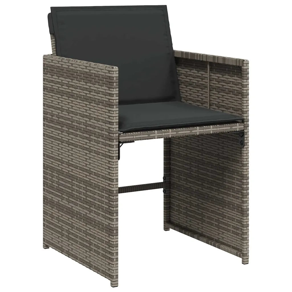Set da Pranzo da Giardino 11pz con Cuscini in Polyrattan Grigio 3211214