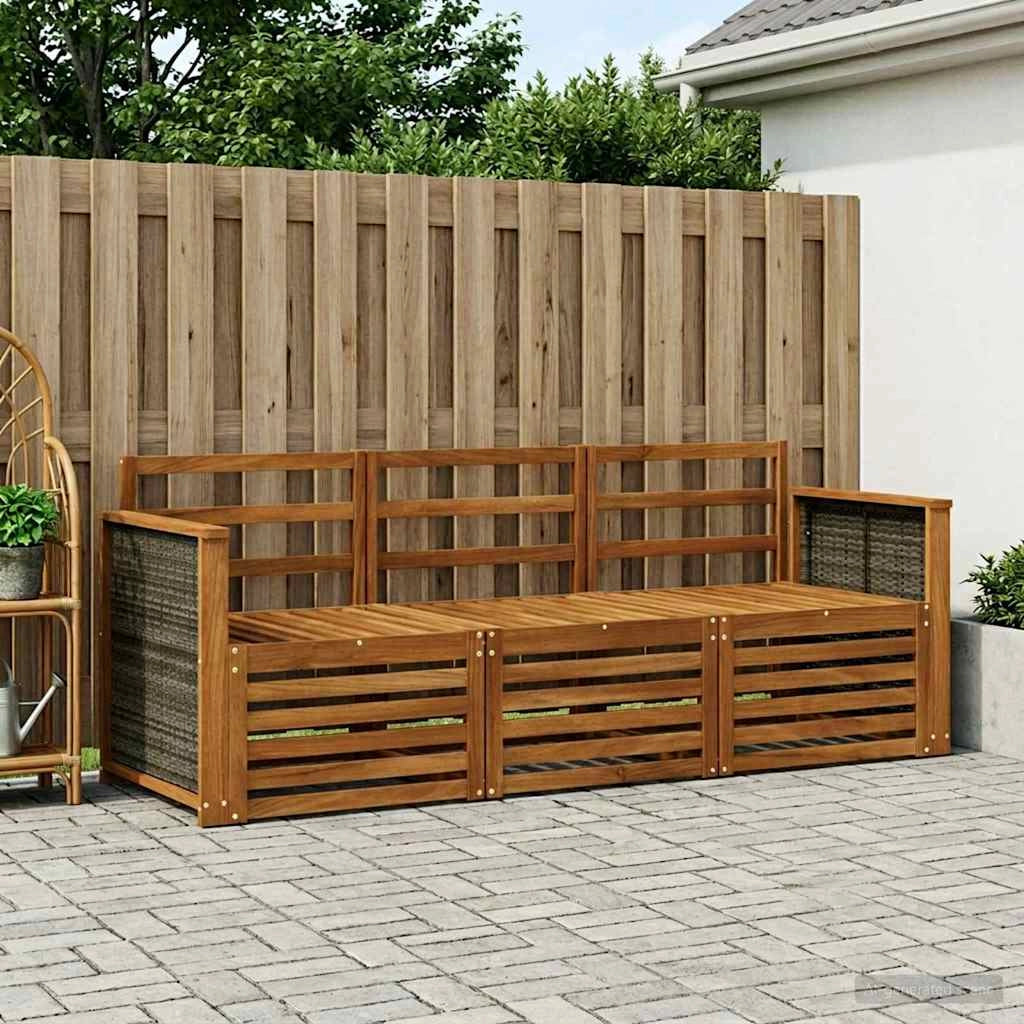 Set divani 3 pz Legno di Acacia Massello 3383955