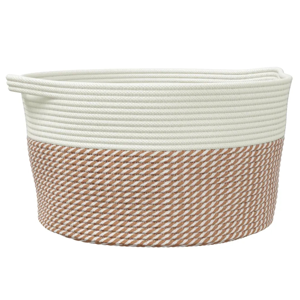 Cestino Portaoggetti Marrone e Bianco ?40x25 cm in Cotone CFW9825136