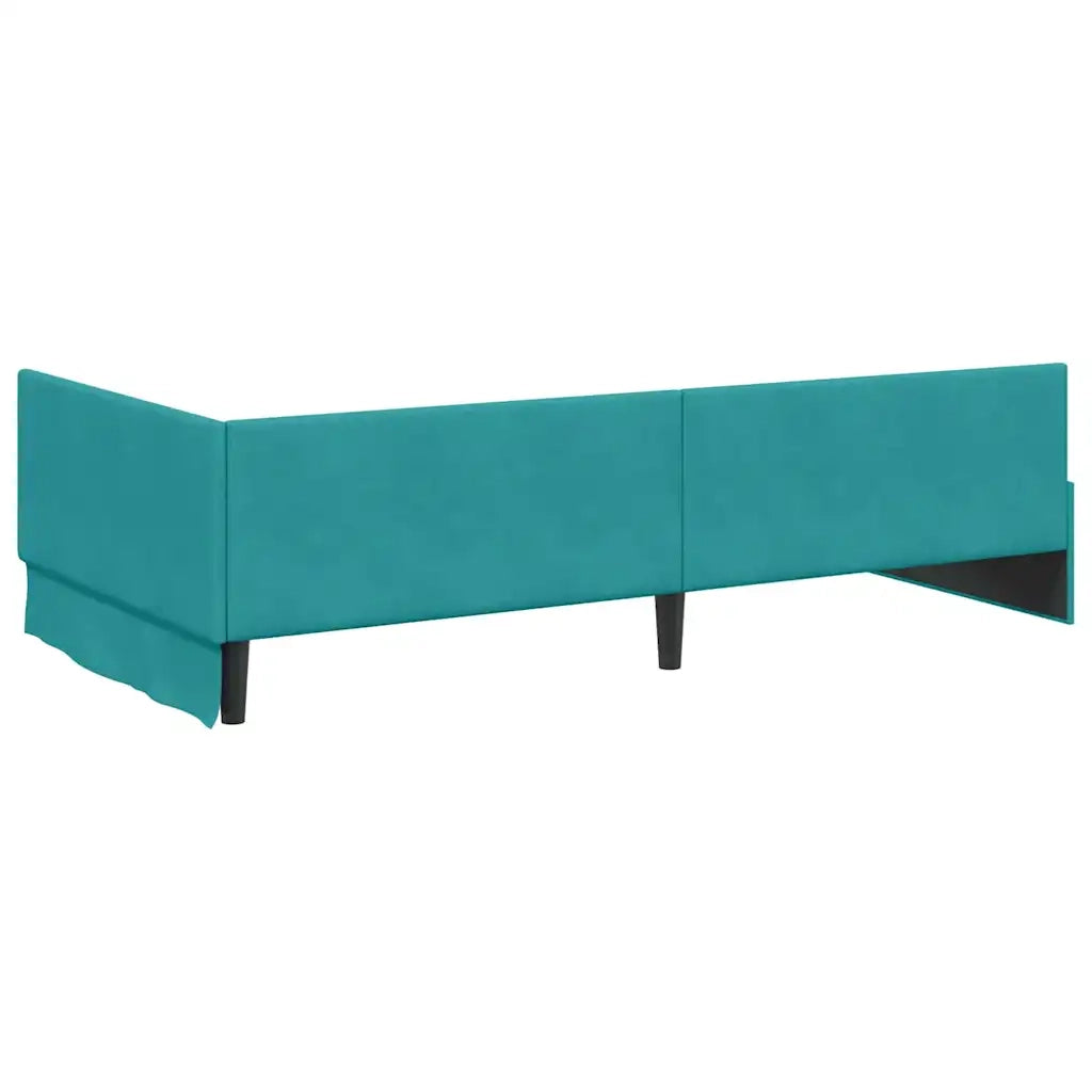 Cornice del letto ad angolo Turchese 100 cm x 200 cm Velluto 42016099