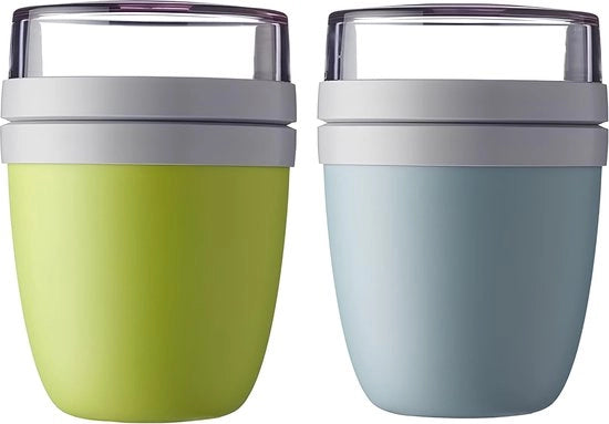 Lunchbox a doppio contenitore Ellisse in limone e bianco
