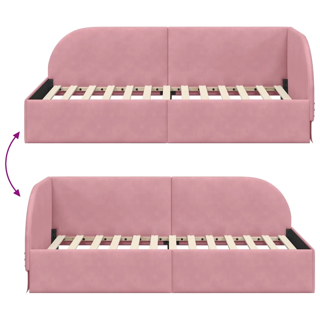 Cornice del letto ad angolo Rosa 90 cm x 200 cm Velluto 42016649