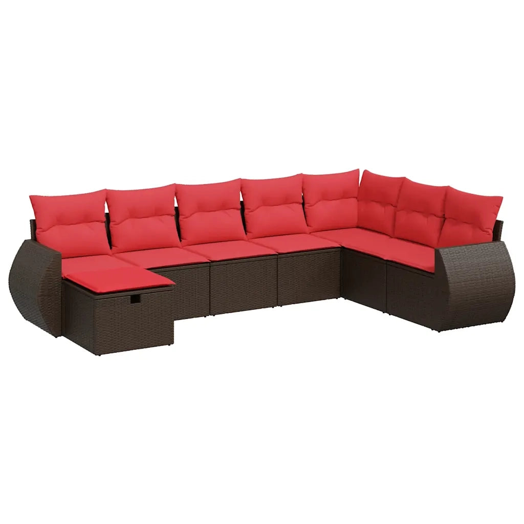 Set Divani da Giardino 8 pz con Cuscini Marrone in Polyrattan 3325640