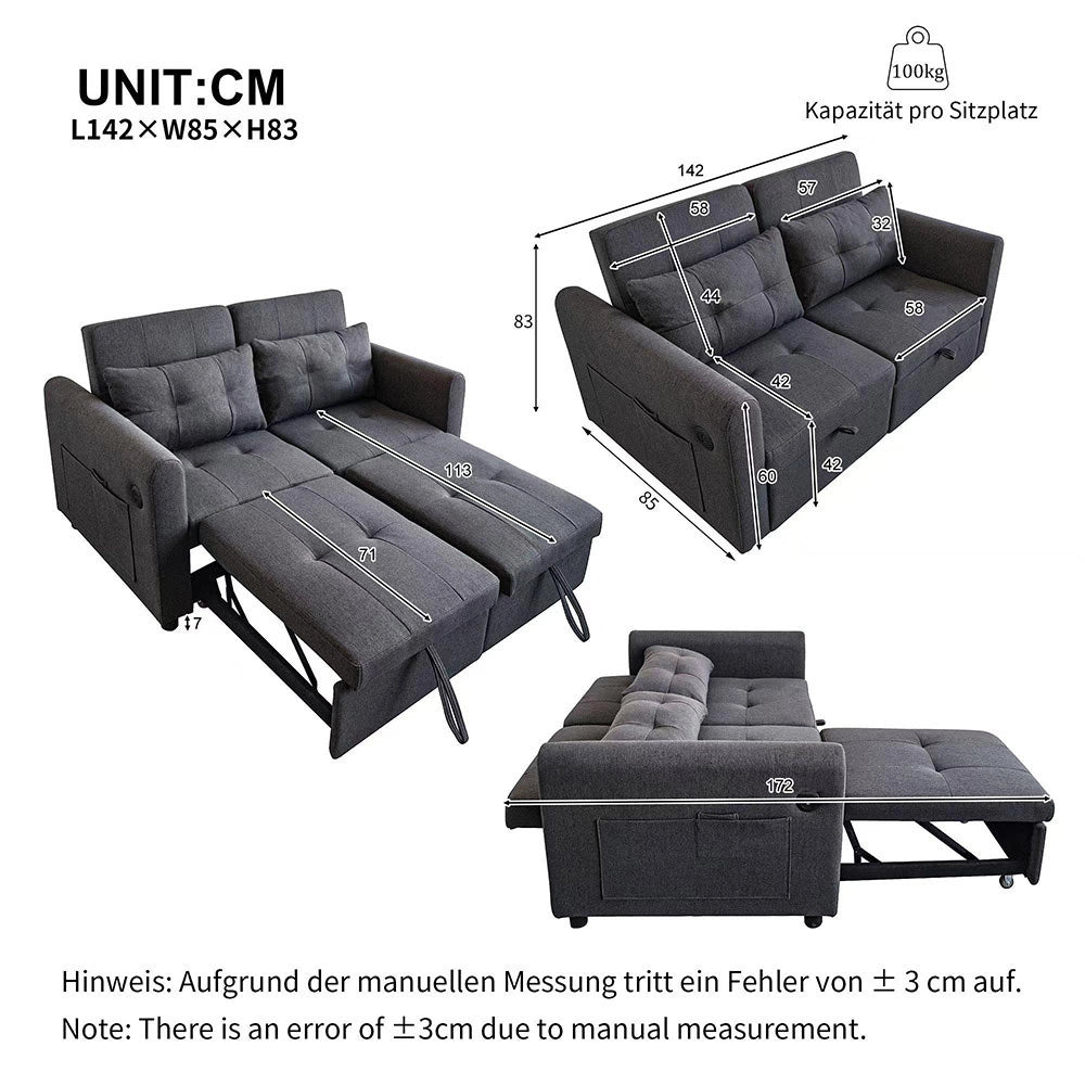 Divano loveseat 3 in 1 - Xylo - Regolabile USB cuscini