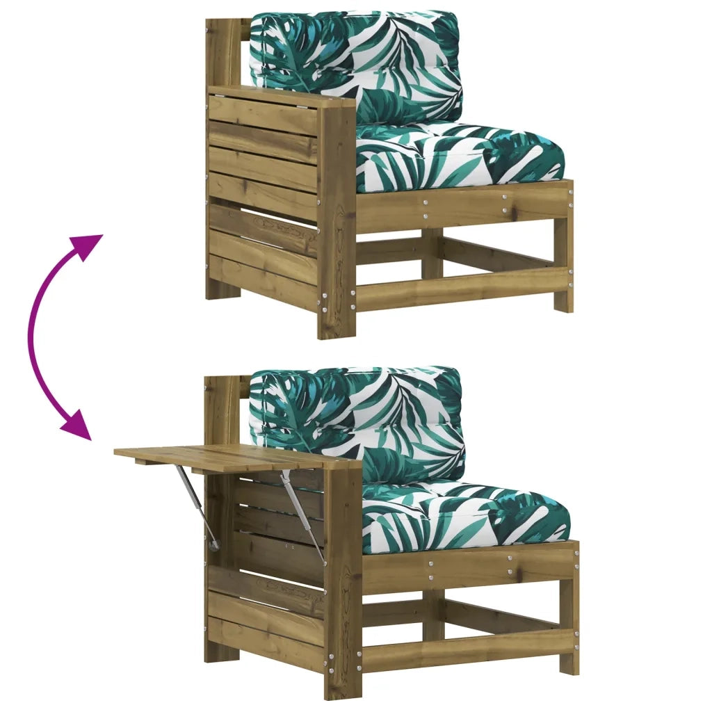 Divano da Giardino Senza Braccioli con Cuscini-Sofa da Giardino-Divano da esterno Impregnato Pino 453935
