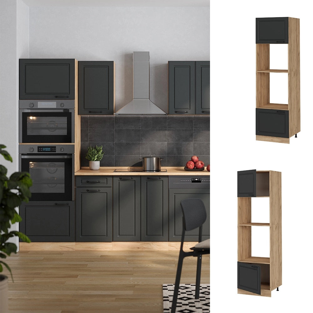 Mobile cucina microonde R-Line Antracite rustico/Rovere dorato 60 cm Vicco